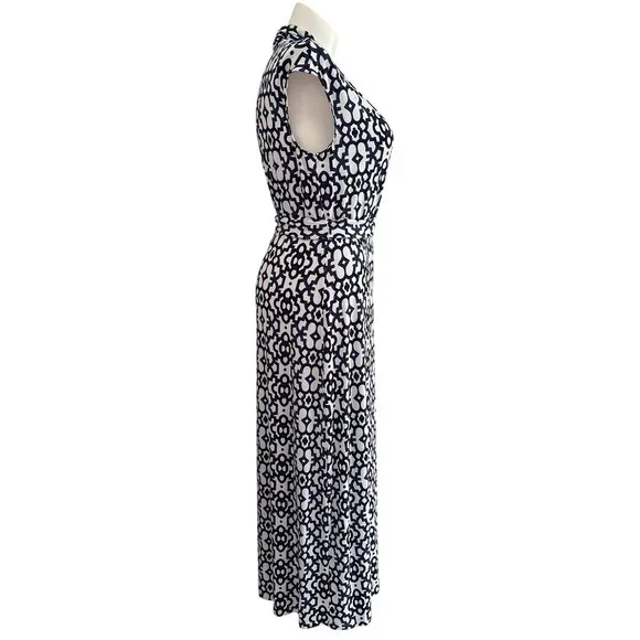 Tommy Bahama Navy and White Geometric Pattern Maxi Dress, Women's Size L - Picture 4 of 9